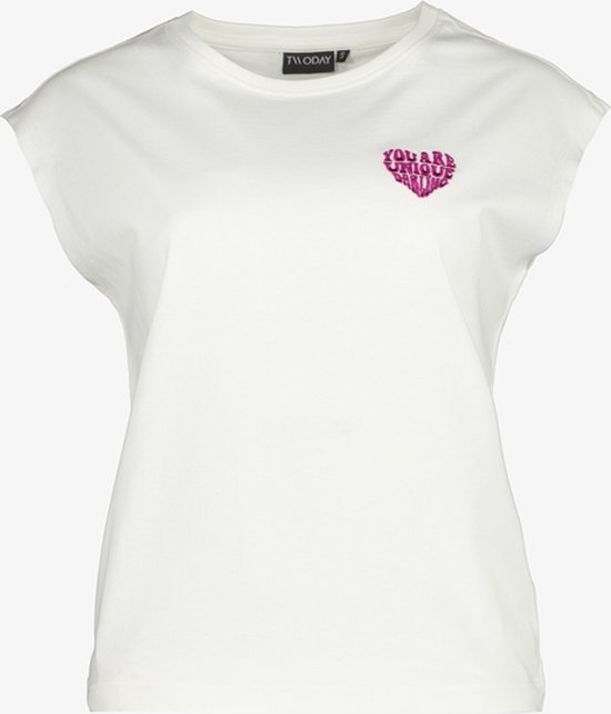 TwoDay dames shirt met detail op de borst - Wit - Maat XL