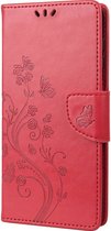 Mobigear Flowers Étui de téléphone adapté pour Xiaomi Redmi Note 12 Pro Plus Bookcase Portefeuille - Rouge