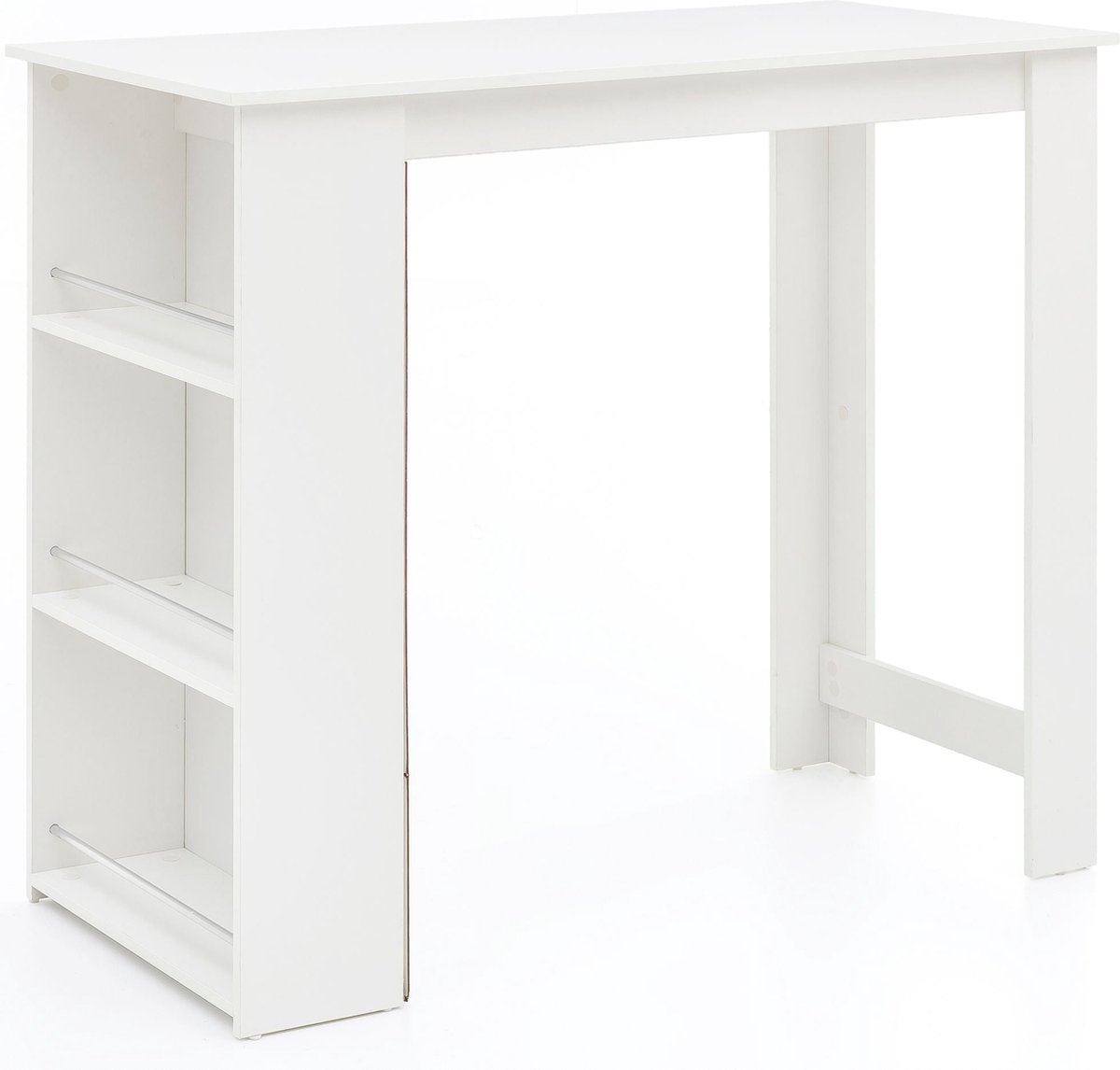 Goedkoopste Bartafel - Houten Keukentafel met Geïntegreerd Plank - Wit - 120x107,5x60cm