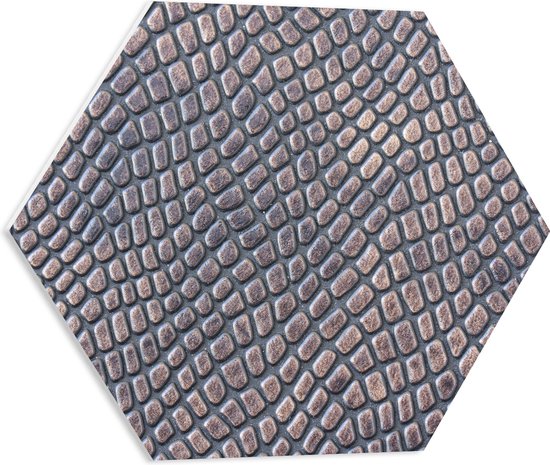 PVC Schuimplaat Hexagon - Patroon van Grijs Reliëf - 50x43.5 cm Foto op Hexagon (Met Ophangsysteem)