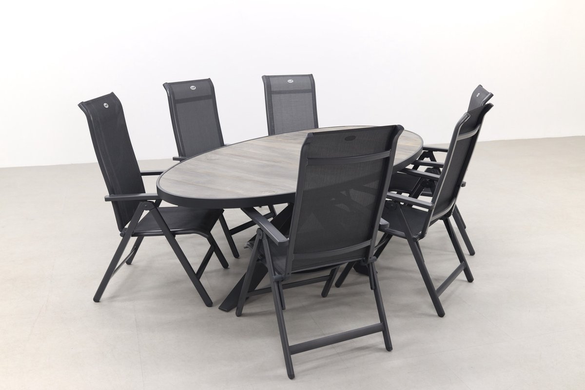 Hartman Milaan/Silva wood-look 240x115 cm oval garden dining set - 7-piece