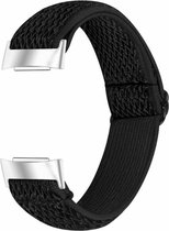 Strap-it Activity tracker bandje - elastisch nylon bandje geschikt voor Fitbit Charge 3 / Fitbit Charge 4 - zwart