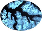 Dibond Ovaal - Blauwe Abstracte Vlakken - 56x42 cm Foto op Ovaal (Met Ophangsysteem)