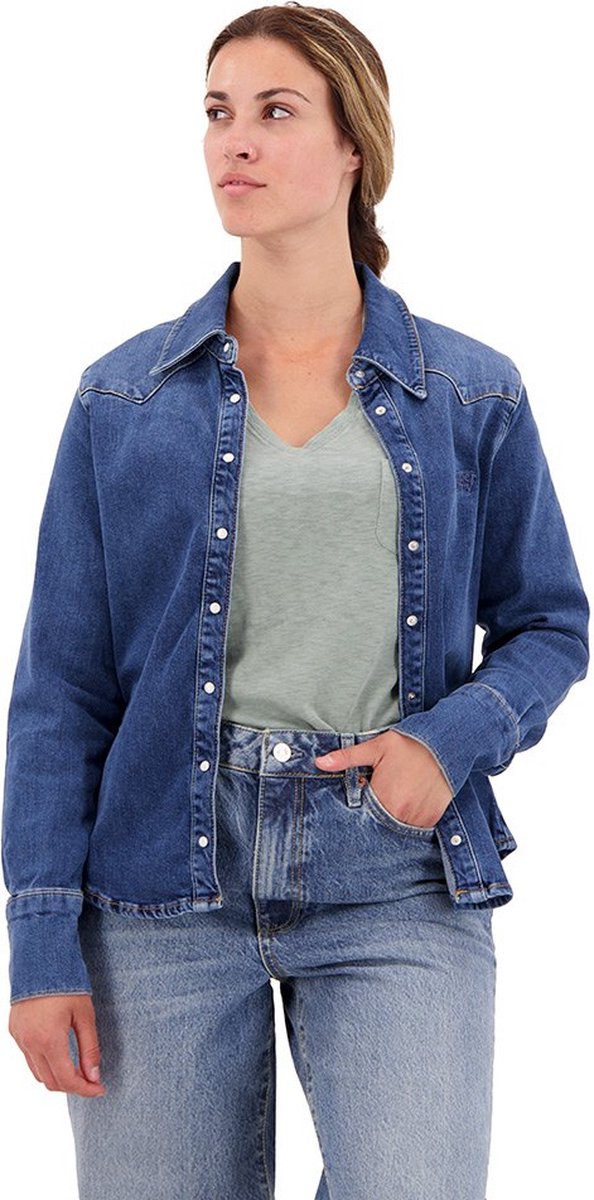 Superdry Vintage Western Overhemd M Vrouw Blauw