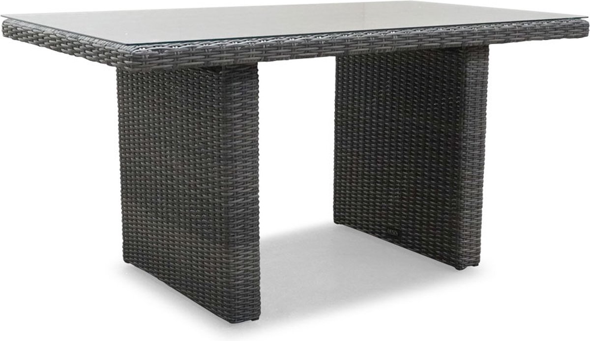 Denza Furniture Belfort dining tuintafel | aluminium + wicker | kobo grey (donkergrijs/donkerbruin) | 140x80cm
