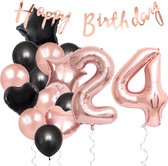 Snoes Ballonnen 24 Jaar Feestpakket – Versiering – Verjaardag Set Liva Rose Cijferballon 24 Jaar -Heliumballon