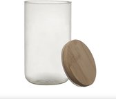 Glazen voorraadpot met bamboe deksel - 1 liter - ø 10 x 18,4 cm - Sluit lucht dicht af - Transparant