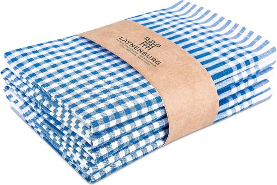 Lot De 10 Torchons De Cuisine Premium LAYNENBURG à Carreaux Anthracite - 100% Coton OEKO-TEX Standard 100 - 50x70 Cm Avec Crochet - Non Pelucheux & Absorbants