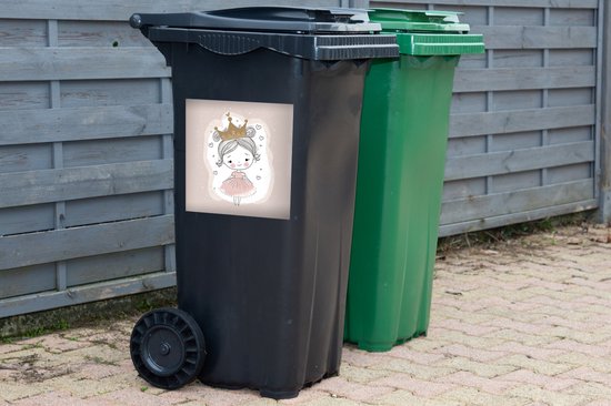Container sticker Prinses - Jurk - Hartjes - Kinderen - Meisje - 40x40 cm - Kliko sticker