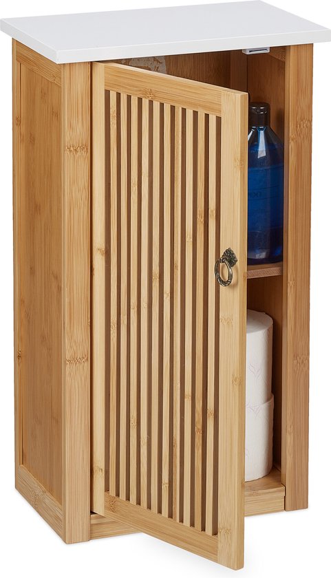 Relaxdays hangkast badkamer - hangende badkamerkast bamboe - bovenkast -  ondiep - keuken | bol