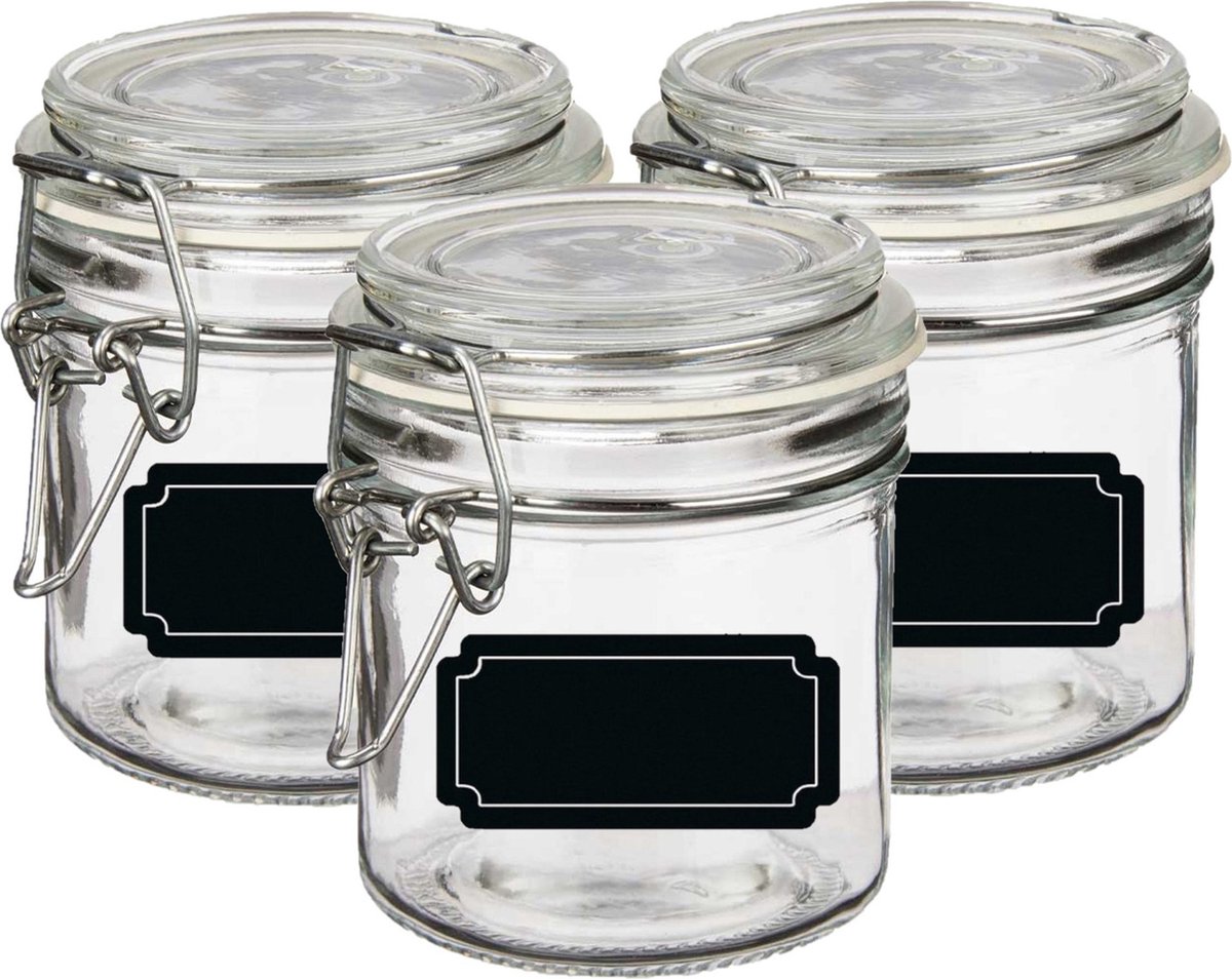 Weckpot/inmaakpot - 6x - 250 ml - glas - met beugelsluiting - incl. etiketten