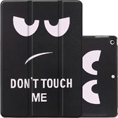 Tri-Fold Hoesje met Print geschikt voor Apple iPad (7/8/9) 10.2 inch & iPad Air 3 & iPad Pro 2 | Vouwbaar beschermhoes | Multi-Stand Case | Smartcase | Smart Cover | Beschermcase | Don't Touch Me