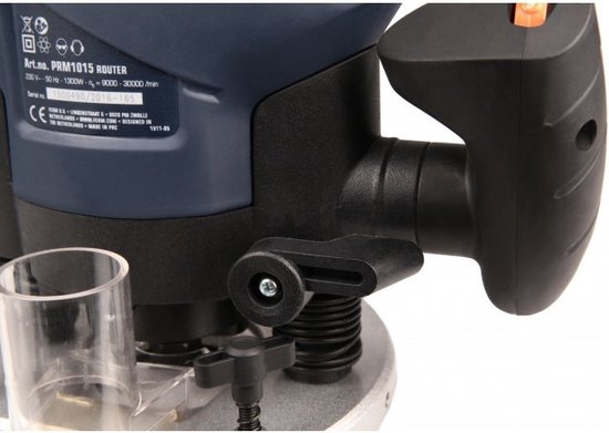 FERM - PRM1015 - Bovenfrees - 1300W - 2 Spantangen - 6mm - én - 8mm - Stofzuiger adapter - Ingebouwde - LED werkverlichting - Freesdiepte 60mm - Freesdiameter 30mm - 6-delige - Freesset - Parallelgeleider - Sjabloongeleider - Precisie bovenfrees