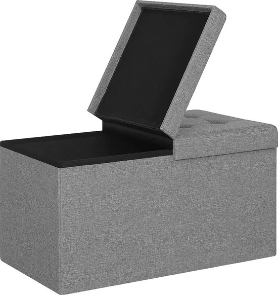 Bolt Edge Opbergbank - Lichtgrijs - Stof - Met opbergruimte - 76x38x38cm