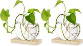 Tafelblad hangende glazen plantenbak stuks van 2 voortplantingsstation moderne bloemknopvaas in hout standaard voor hydrocultuur plantenstekken kantoor huisdecoratie