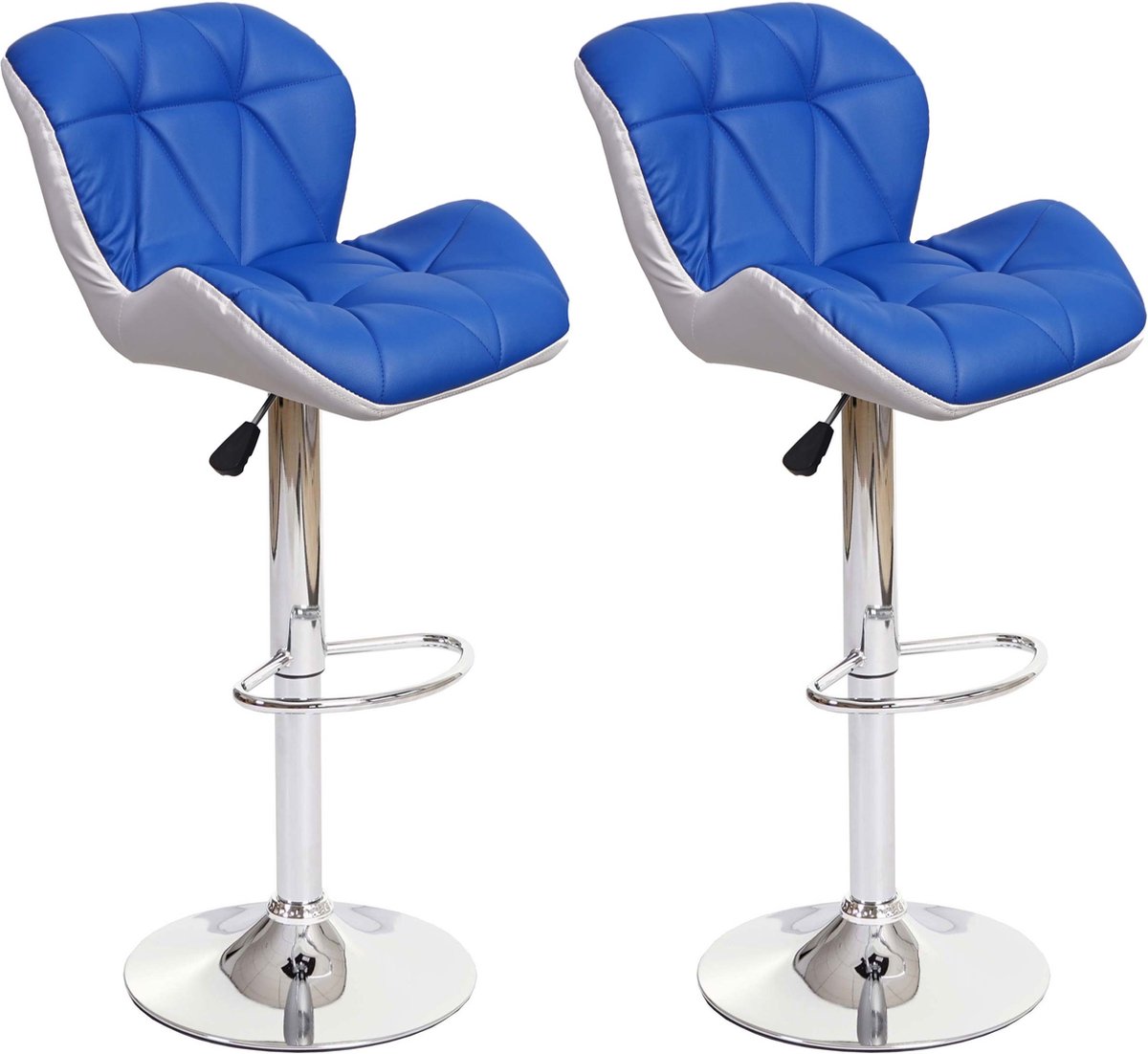 MCW Set van 2 barkrukken MCW-A92, barkruk tegenkruk, in hoogte verstelbaar kunstleer ~ blauw