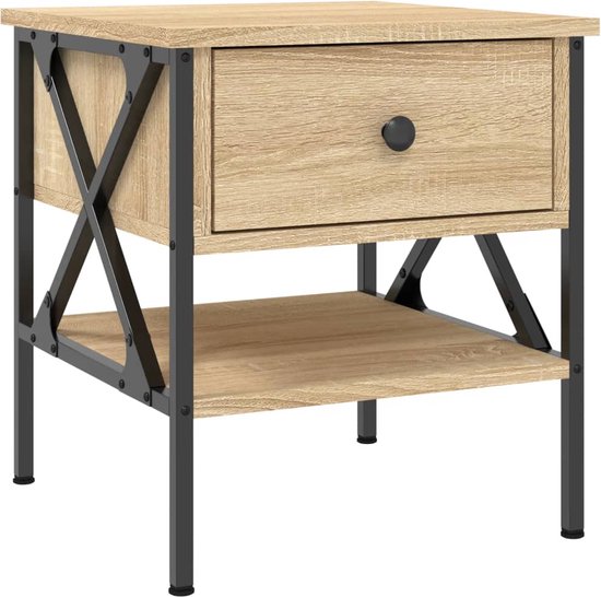 Nachtkastje 40x42x45 cm bewerkt hout gerookt eikenkleurig kopen