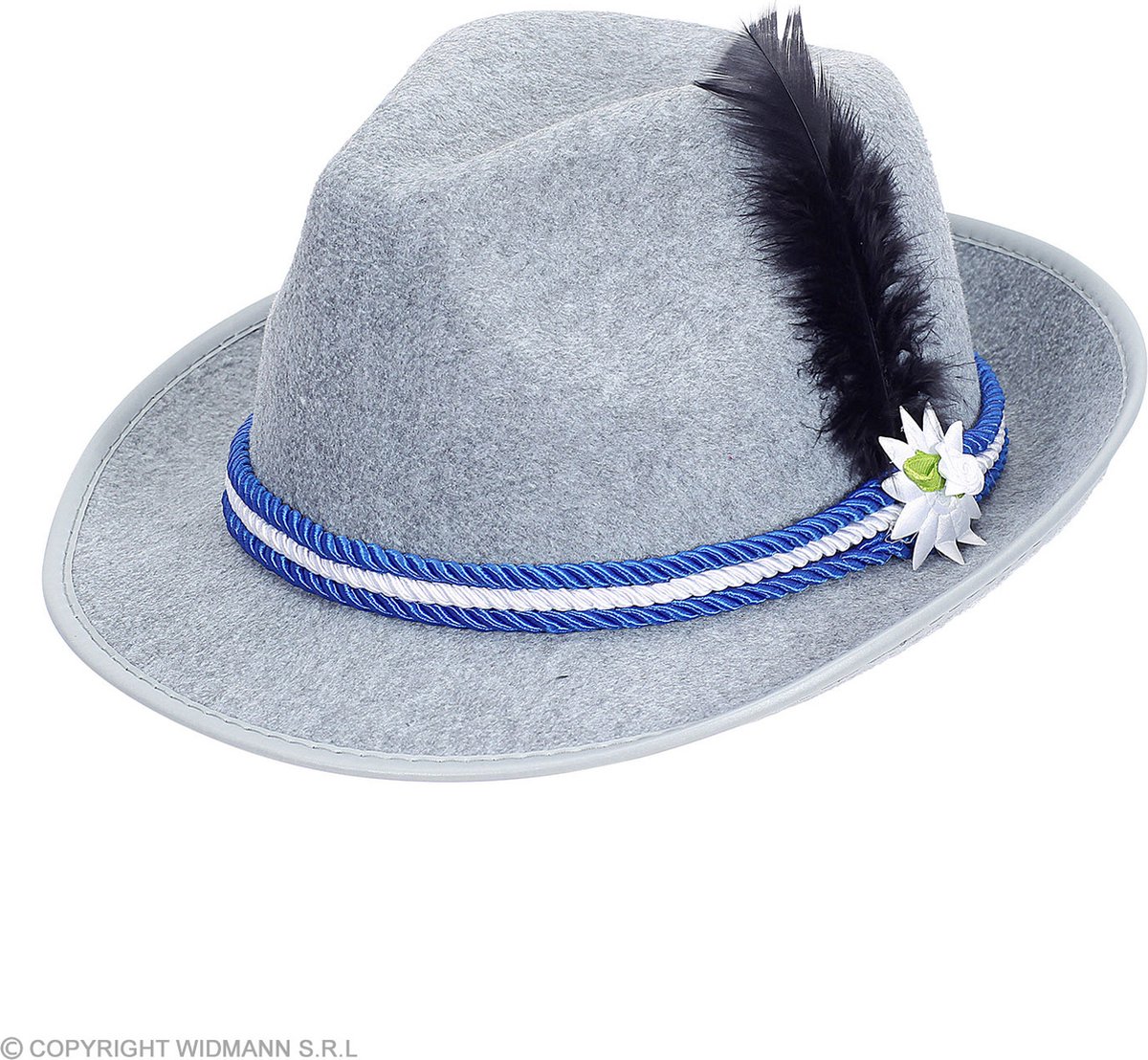 Widmann - Boeren Tirol & Oktoberfest Kostuum - Bierfeest Fedora Met Edelweiss - Grijs - Bierfeest - Verkleedkleding