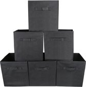 Set van 6 Opvouwbare Kubus Opbergdoos, Cube Box Organisator Mand Container met Handgreep voor Thuiskantoor Kwekerij Organisatie, 26,7 x 26,7 x 27,8 cm - zwart