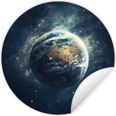 Behangcirkel ruimte - Planeten - Sterren - Muurstickers slaapkamer - Wandsticker - Ronde wanddecoratie - Behangsticker - ⌀ 140 cm - Plak stickers - Cirkel behang - Sticker muur - Muurdecoratie cirkel