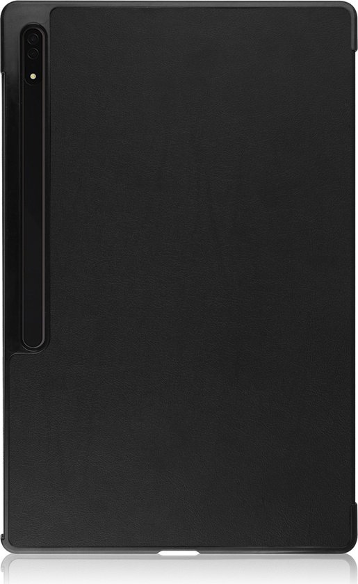 Hoesje Geschikt voor Samsung Galaxy Tab S9 Ultra Hoes Case Tablet Hoesje Tri-fold Met Uitsparing Geschikt voor S Pen Met Screenprotector - Hoes Geschikt voor Samsung Tab S9 Ultra Hoesje Hard Cover Bookcase Hoes - Zwart