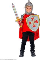 Widmann - Middeleeuwse & Renaissance Strijders Kostuum - Strijder Van Het Leeuwenhof Accessoire Set - Rood, Zilver - Carnavalskleding - Verkleedkleding