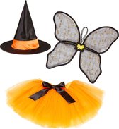 Widmann - Heks & Spider Lady & Voodoo & Duistere Religie Kostuum - Verkleedset Heksenfee - Oranje - Halloween - Verkleedkleding