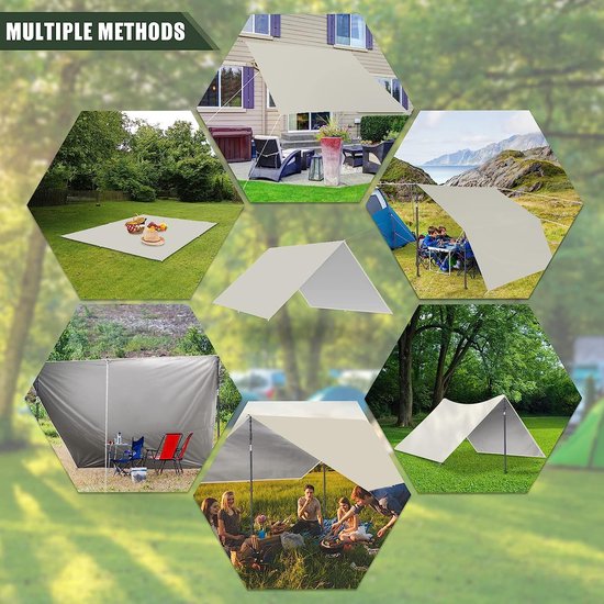 Nikou Hangmat Regenzeil 300x300 Cm Camouflage - Waterdicht UV-beschermend Tentzeil Voor Camping & Outdoor