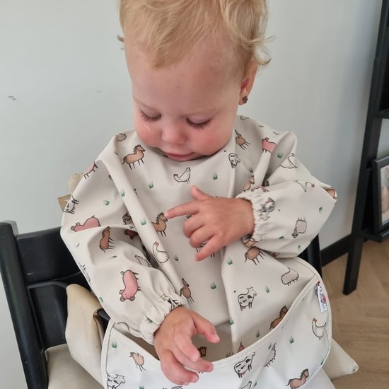 RubyC Slab met Mouwen (12 tot 36 maanden) Kinderboerderij Dieren - Waterproof Slabbetje - Baby - Peuter - Kind - Kids - Schort — afbeelding 5