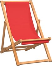 vidaXL - Strandstoel - inklapbaar - massief - teakhout - rood
