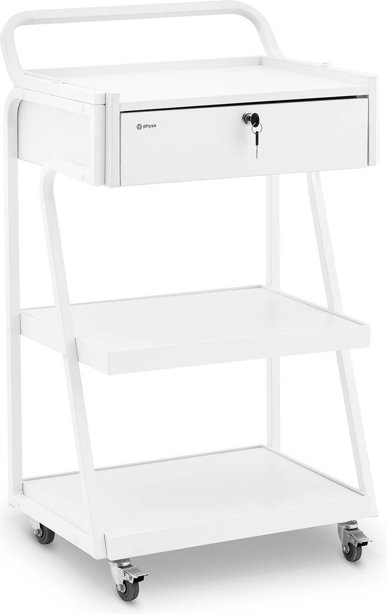 Cosmeticawagen - 1 afsluitbare lade - 3 Etages - max. 80 kg - wit - physa
