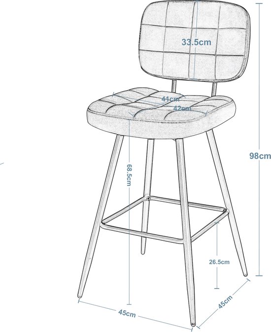 COSTWAY Barkruk, set van 2, barstoelen, 65-85 cm, in hoogte