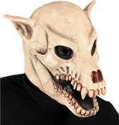 Widmann - Spook & Skelet Kostuum - Masker Schedel Hond - Wit / Beige - Halloween - Verkleedkleding