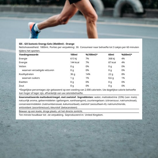 SIS GO Isotonic Energy Gels (30x60ml) Orange - Energie & Uithoudingsvermogen - Energie Gels van SiS — afbeelding 4