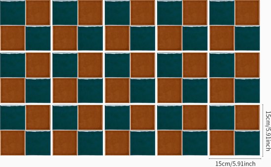Un motif de carreaux carrés verts et marron de 15x15 cm.