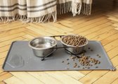 Duurzaam&Mi - Set de table en silicone durable pour bols alimentaires - Grijs - Antidérapant, Hydrofuge - Chien & Chat - 48x30cm - Accessoires pour Animaux - Passe au lave-vaisselle - Amoureux des animaux - Décoration - Réutilisable - cadeau -