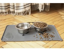 Duurzaam&Mi - Duurzame Silicone placemat voor voerbakken - Grijs - Antislip, Waterafstotend - Hond & Kat - 48x30cm - Dieren accessoires - Vaatwasserbestendig - Dierenliefhebbers- Decoratie - Herbruikbare- cadeau -