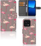 Hoesje met naam Xiaomi 13 Wallet Book Case Flamingo