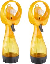 Cepewa Ventilator/waterverstuiver voor in je hand - 2x - Verkoeling in zomer - 25 cm - Geel