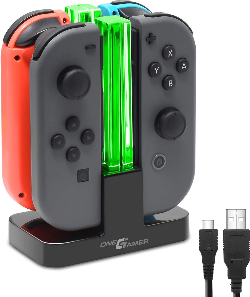OneGamer® - Oplader voor Nintendo Switch Joy-Con - Oplaadstation - OLED Model Verenigbaar - LED Indicatie - Draagbaar