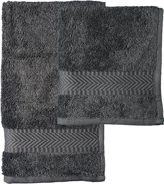 Bo Weevil – Handdoek 50x100 cm – Antraciet – Biologisch katoen – Voordeelset 10 stuks