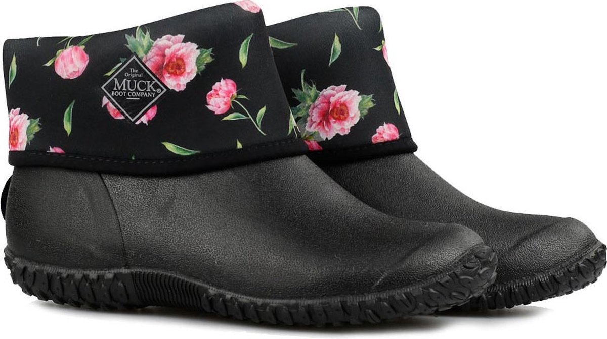 Dames half hoog Muck Boots Muckster II rose print Zwart