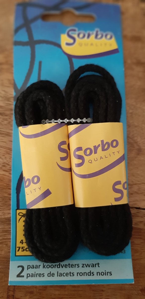 Sorbo Quality koordveters zwart - klassieke koordveter - zwarte rond veters  - 75 cm - 3mm | bol.com