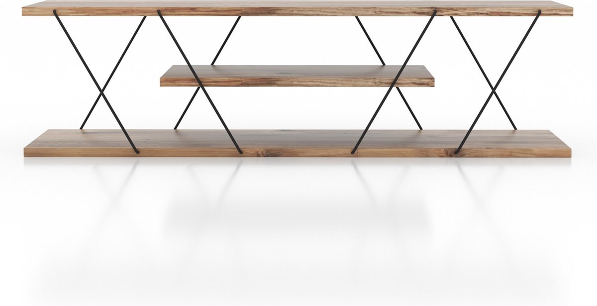 TV Meubel - Stijlvol Zwart & Walnoot Design - 120x33x30cm - Duurzaam Melamine Materiaal