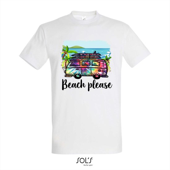 T-shirt Beach please - T-shirt korte mouw - Wit - 10 jaar