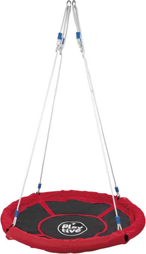 Playtive Nestschommel - 113cm - Rood/Zwart - UV- en Weerbestendig - Hoogte verstelbaar