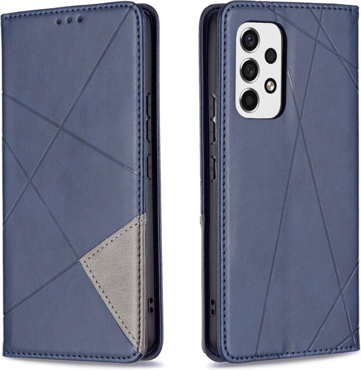 Hoesje Portemonnee Book Case Geometrie Design Blauw Geschikt voor Samsung Galaxy A53
