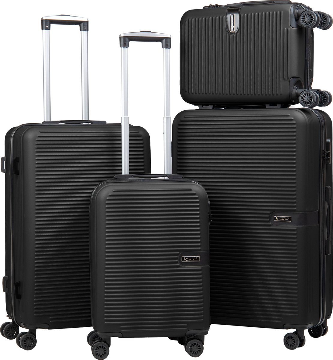 Koffersets - kofferset 4-delig met wielen - Met wielen - Meedere Koffers ook geschikt als kofferset 3 delig - Trolley - Milaan - Zwart