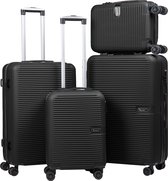 Kofferset 4-delig - Handbagage koffer - Met wielen - Koffers - Trolley - Milaan - Zwart