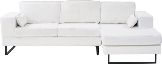 Hoekbank design Darsiono 280cm bank wit teddy loungebank zowel links als rechts bankstel